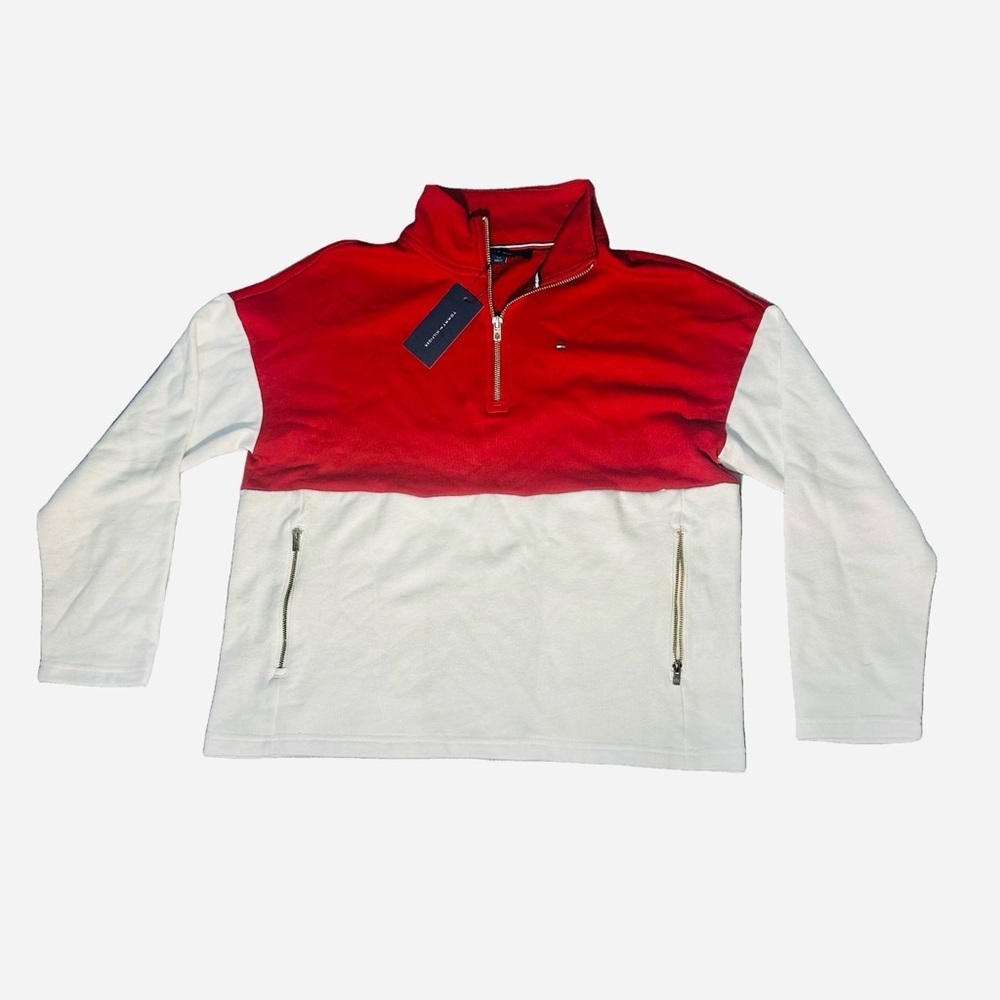 NWT Women Sm Color Block 1/4 Zip Sweatshirt Shacket Zippered MSRP $69.50 Preppy‎